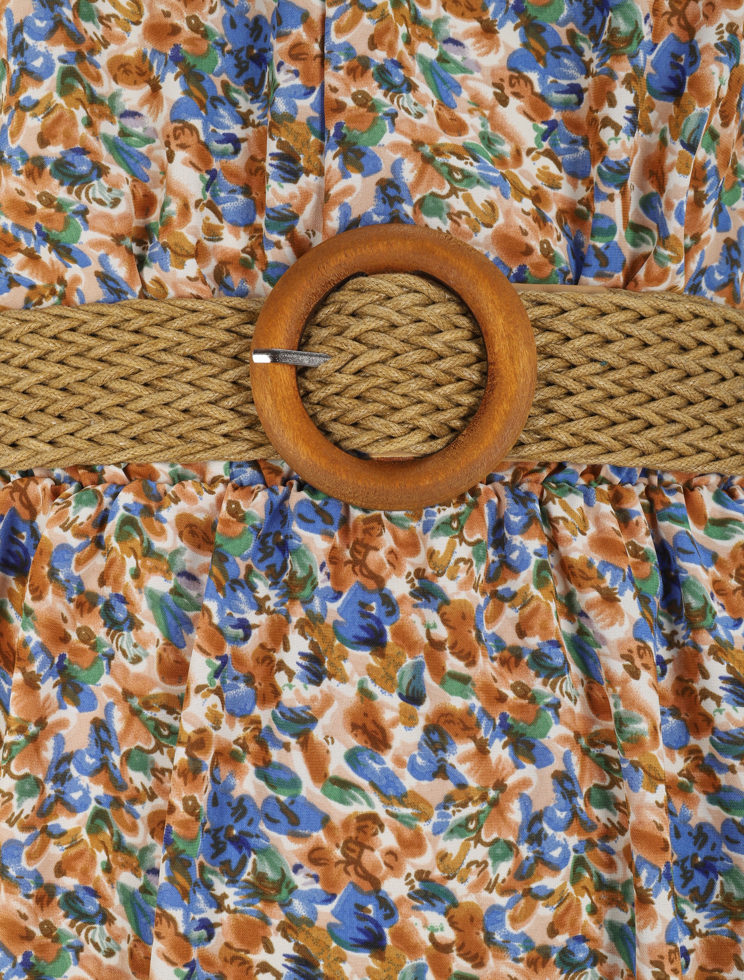 Robe longue à imprimé primevères - Camel - 3