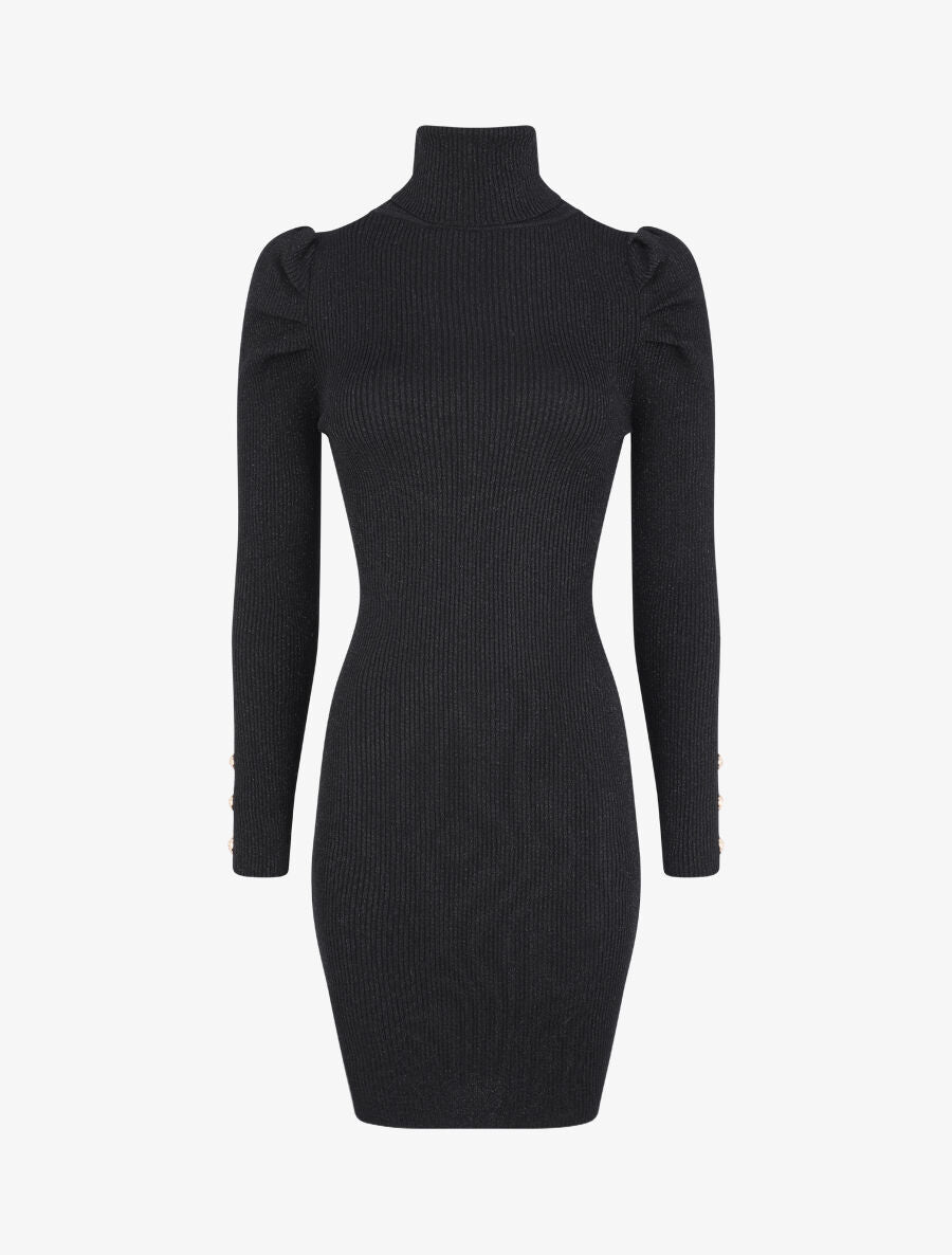 Robe pull irisée à col roulé - Noir - 5