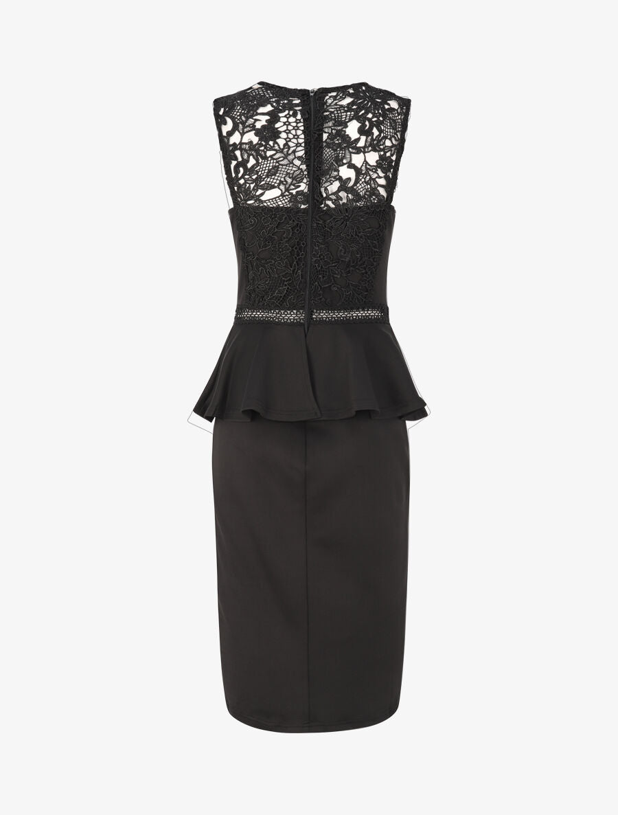 Robe péplum à buste en crochet - Noir - 2