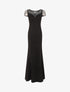 Robe longue à col à détail perles - Noir - 1
