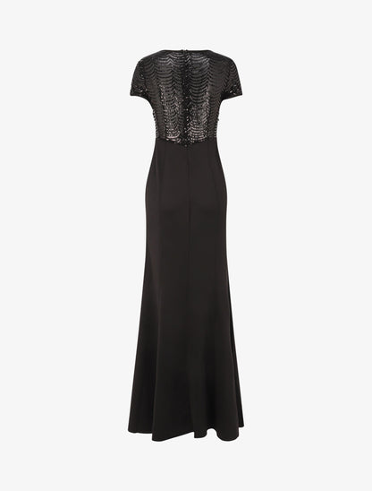 Robe longue à bustier à perles et sequins - Noir - 2