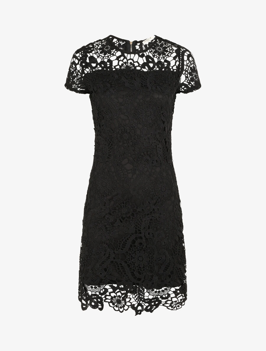 Robe droite en dentelle - Noir - 3