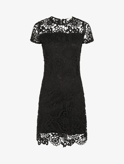 Robe droite en dentelle - Noir - 3