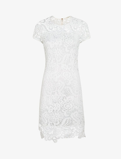 Robe droite en dentelle - Blanc - 3