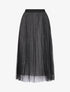 Jupe midi taille haute en tulle - Noir/argent - 4