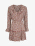 Robe courte patineuse à volants imprimé fleurs printanières - Rouille - 1