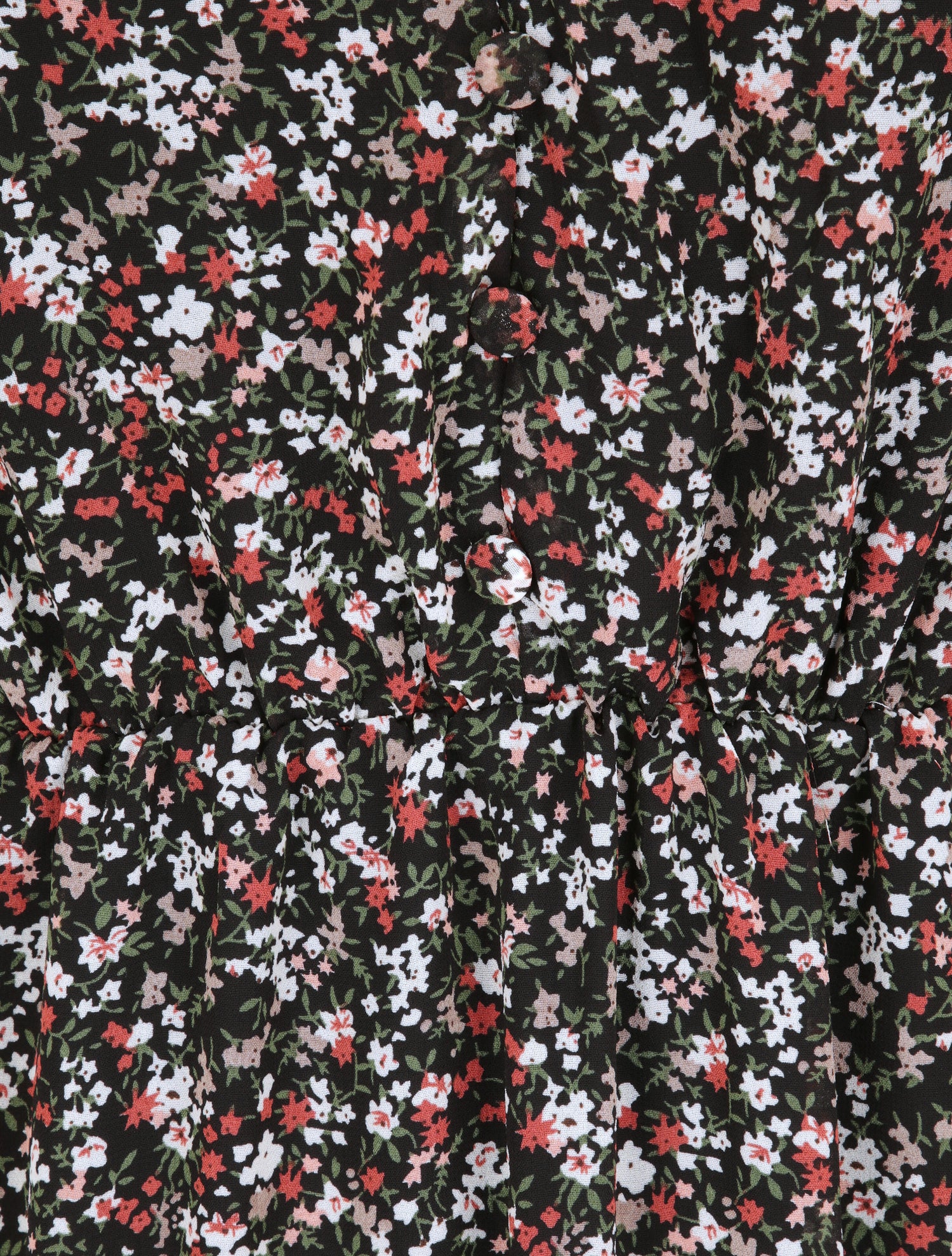 Robe longues empire imprimé fleurs des champs - Noir - 3