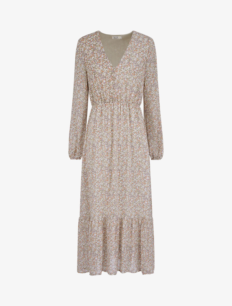 Robe longues empire imprimé fleurs des champs - Beige - 1
