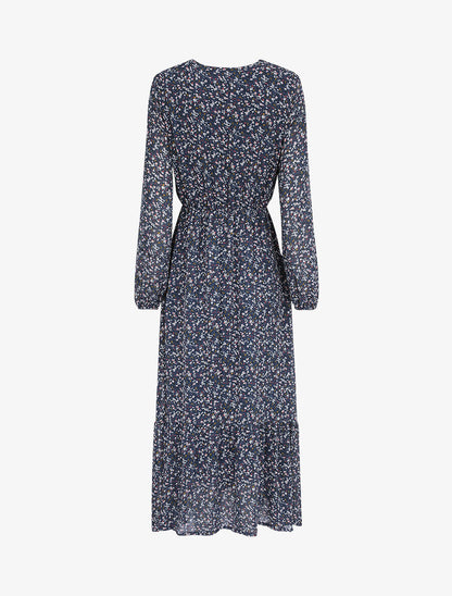 Robe longues empire imprimé fleurs des champs - Bleu - 2