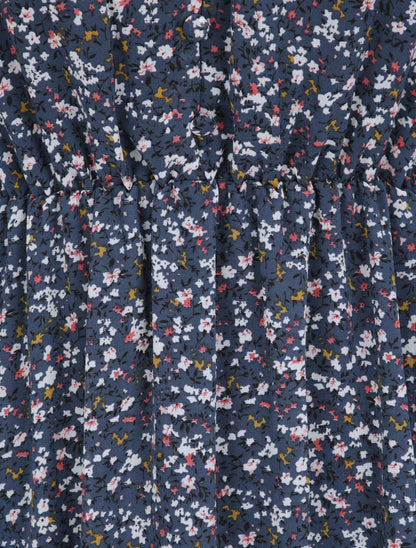 Robe longues empire imprimé fleurs des champs - Bleu - 3