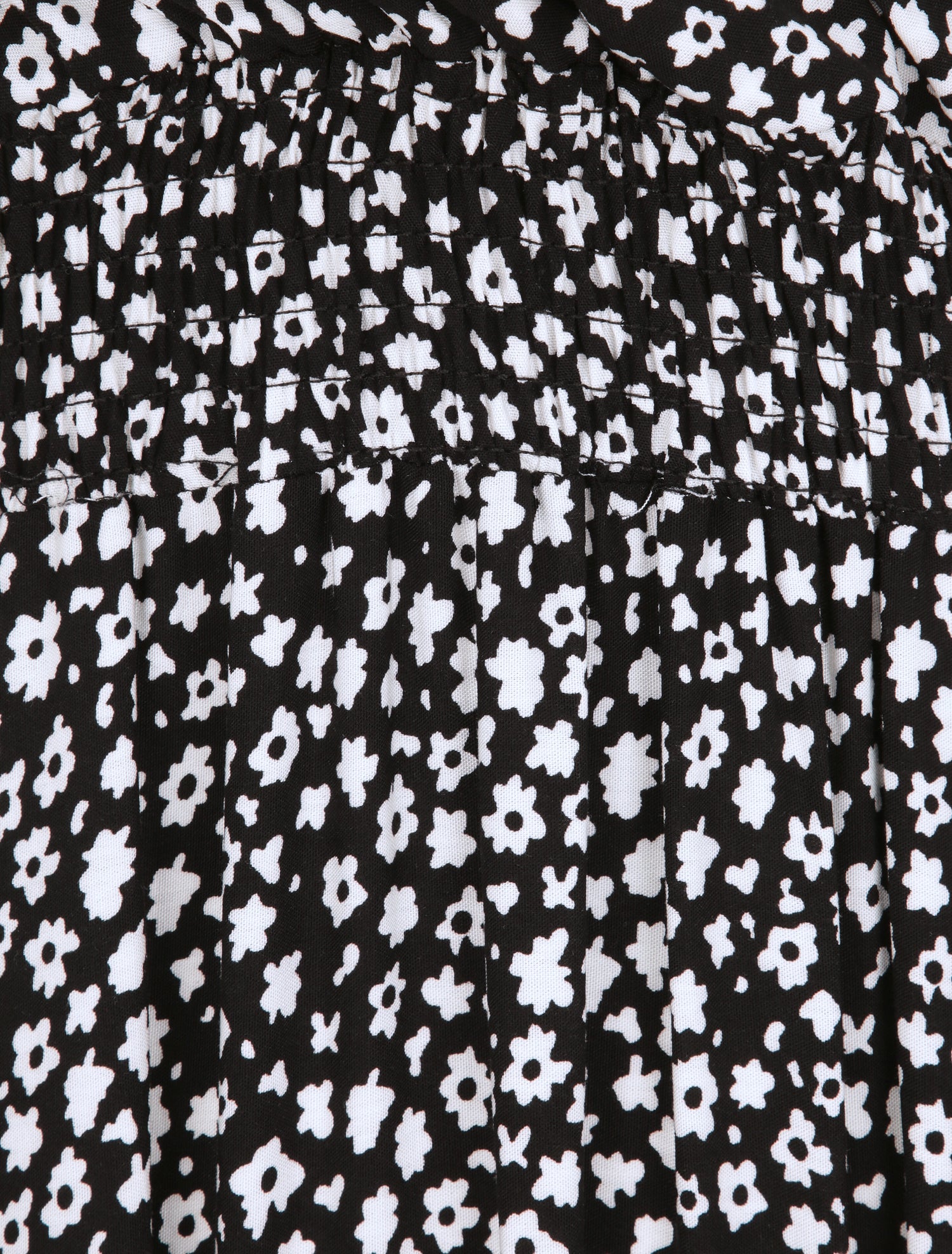 Robe longue empire imprimé marguerites - Noir - 3