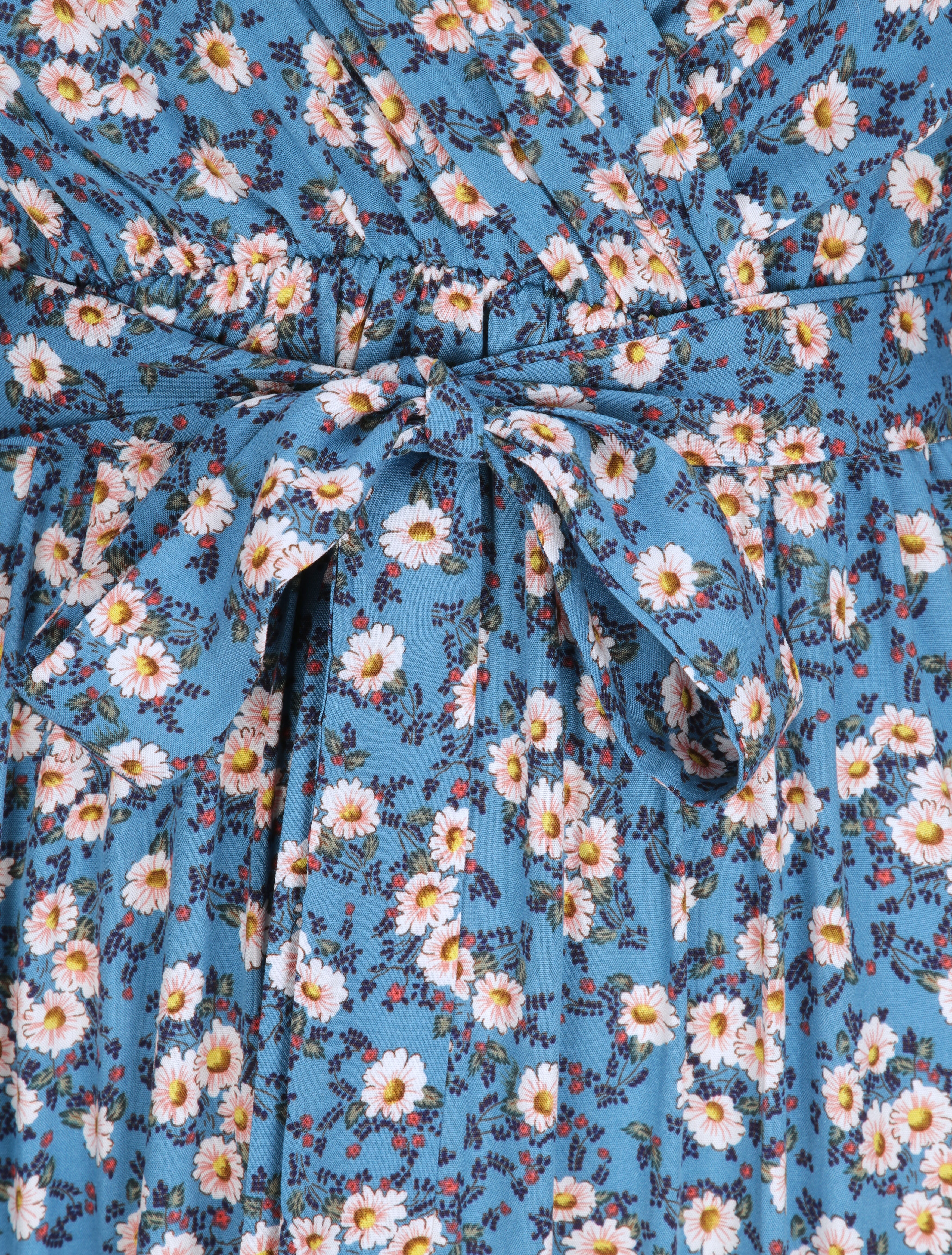 Robe longue empire imprimé pâquerettes - Bleu - 3