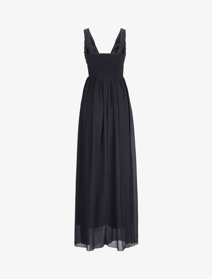 Robe de soirée à buste plissé - Noir - 2