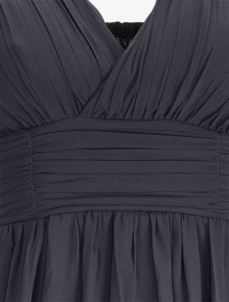 Robe de soirée à buste plissé - Noir - 3
