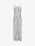 Robe longue empire fendue à imprimé roses - Écru - 1