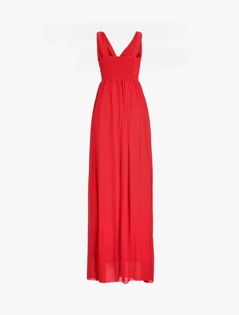 Robe de soirée à buste plissé - Rouge - 2