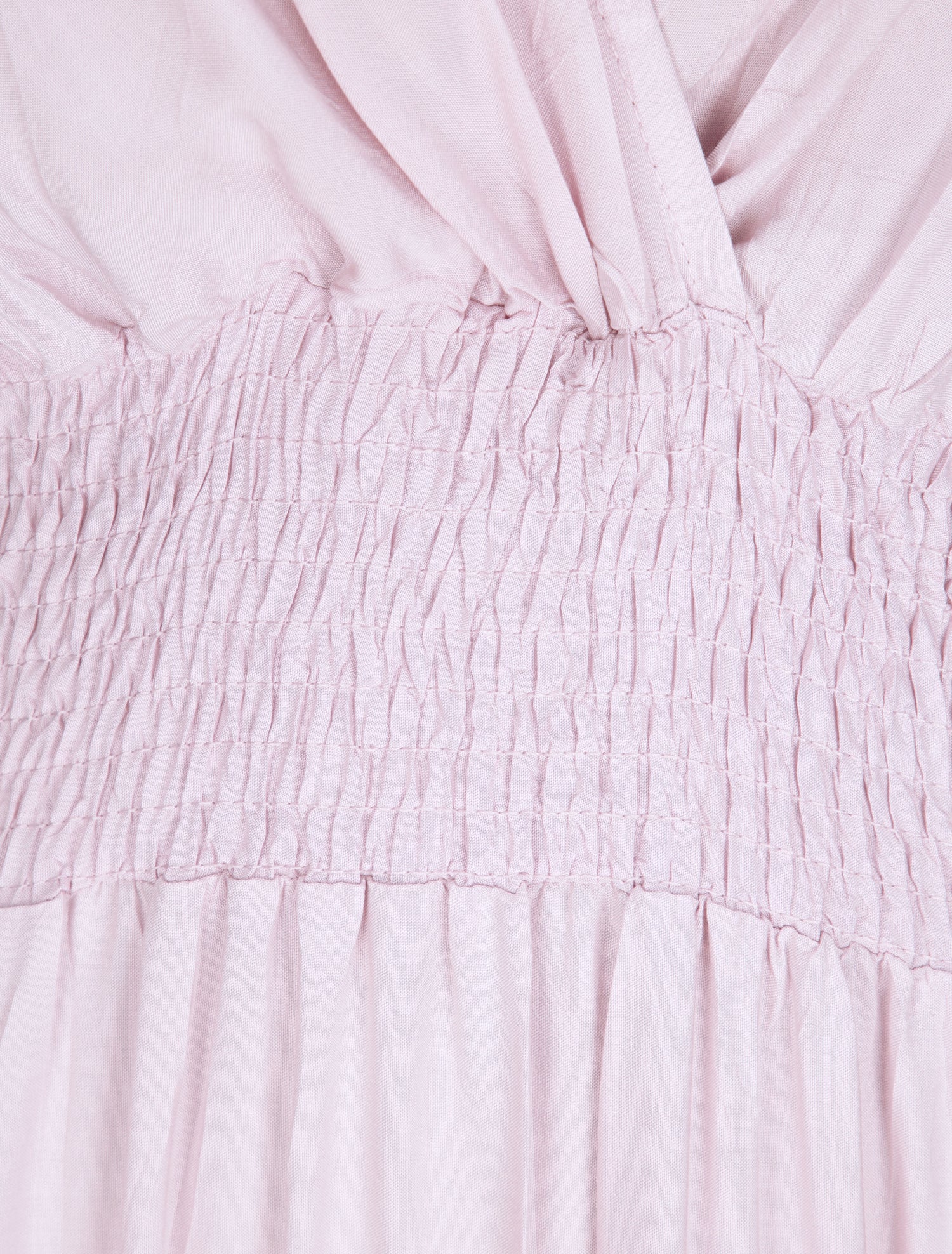 Robe longue empire uni à détail crochet - Rose pâle - 3