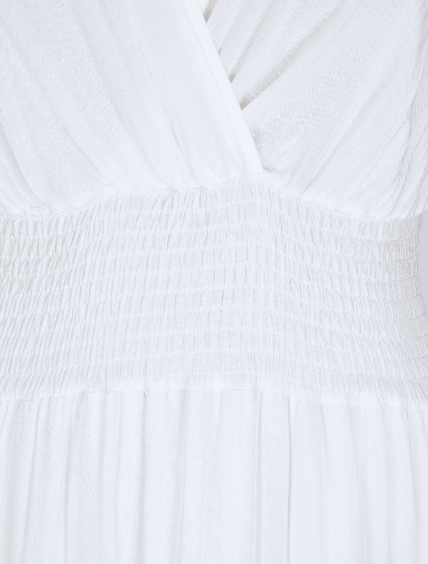 Robe longue empire uni à détail crochet - Blanc - 3