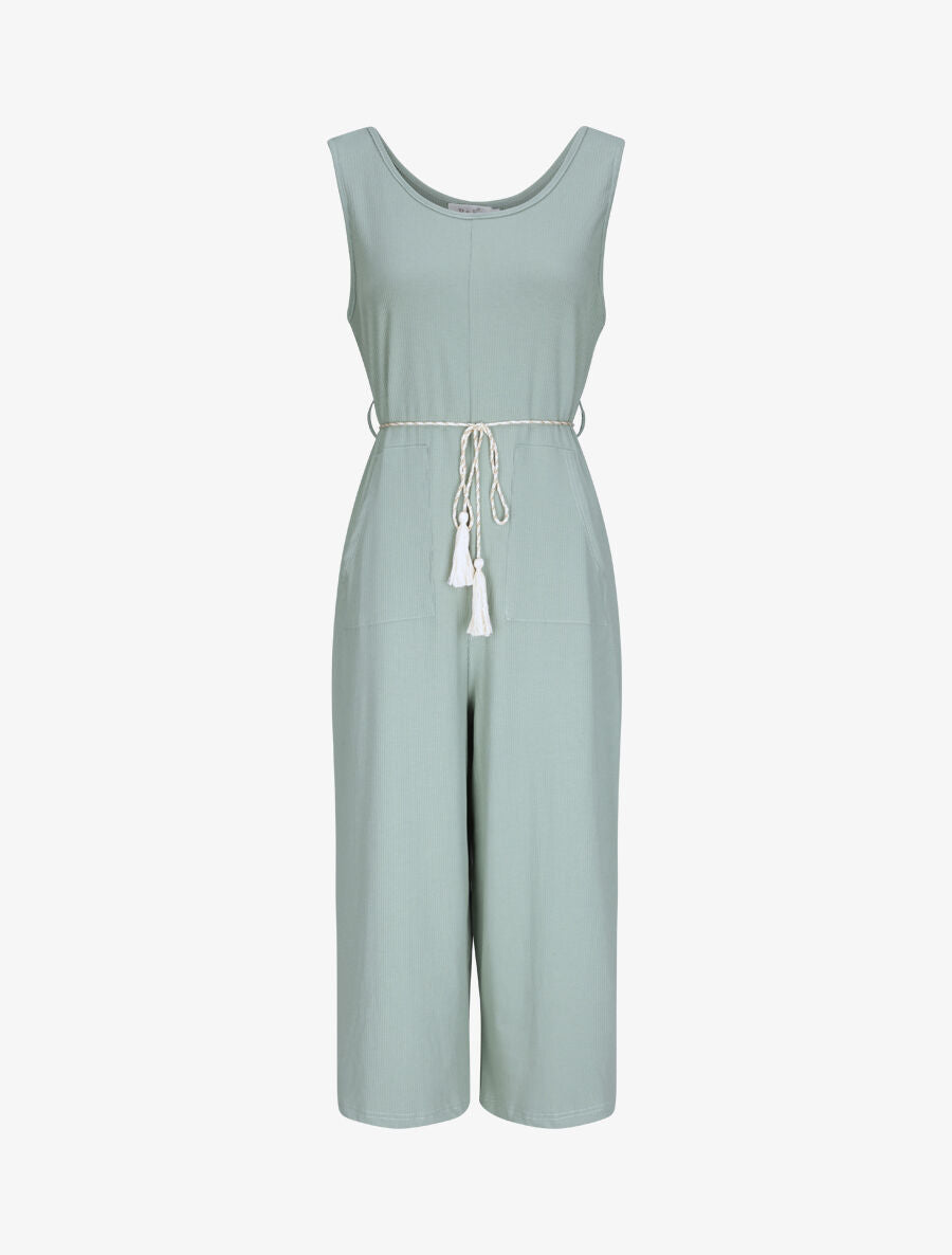 Combinaison oversize uni côtelée - Vert d&