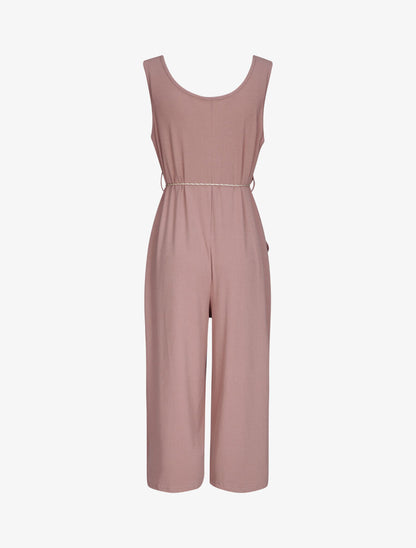Combinaison oversize uni côtelée - Vieux rose - 2