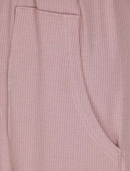 Combinaison oversize uni côtelée - Vieux rose - 3
