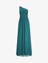 Robe one shoulder à buste plissé - Vert canard - 1
