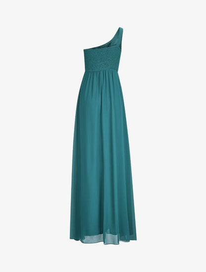 Robe one shoulder à buste plissé - Vert canard - 2