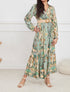 Robe longue empire imprimé cachemire - Vert - 1