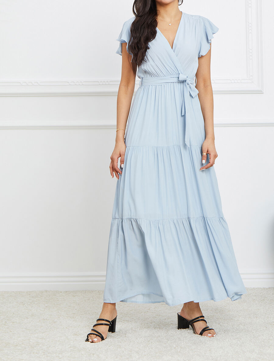Robe empire à manches volantées - Bleu ciel - 4