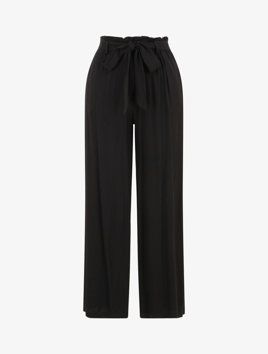 Pantalon fluide uni - Noir - 1