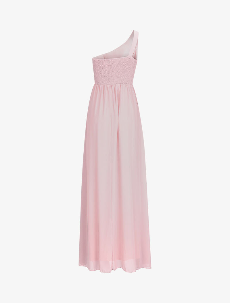 Robe one shoulder à buste plissé - Rose poudré - 2