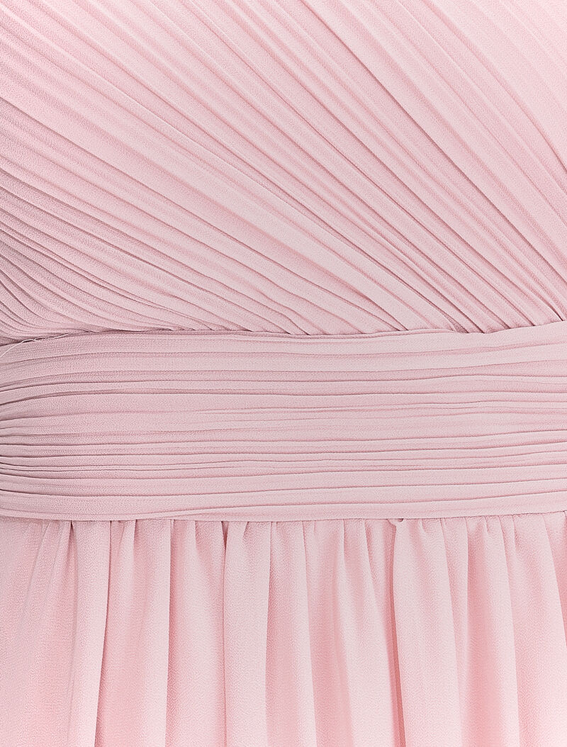 Robe one shoulder à buste plissé - Rose poudré - 3