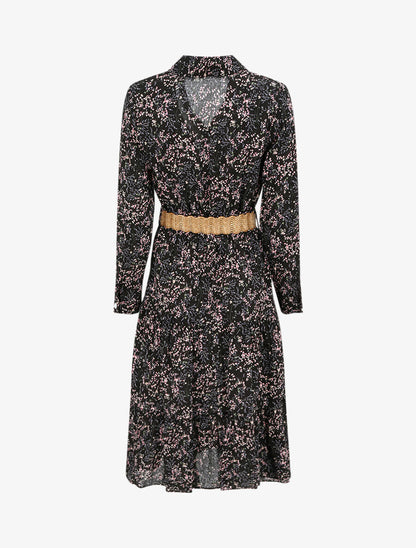 Robe longue à imprimé fleurs des champs - Noir - 2