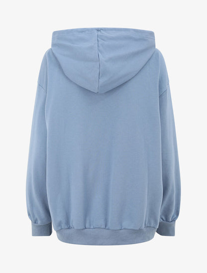 Sweat à capuche à inscription - Bleu - 2