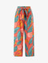 Pantalon fluide coupe loose à imprimé grandes feuilles - Corail - 1