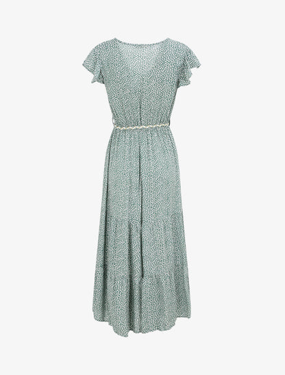 Robe longue à imprimé graphique - Vert - 2