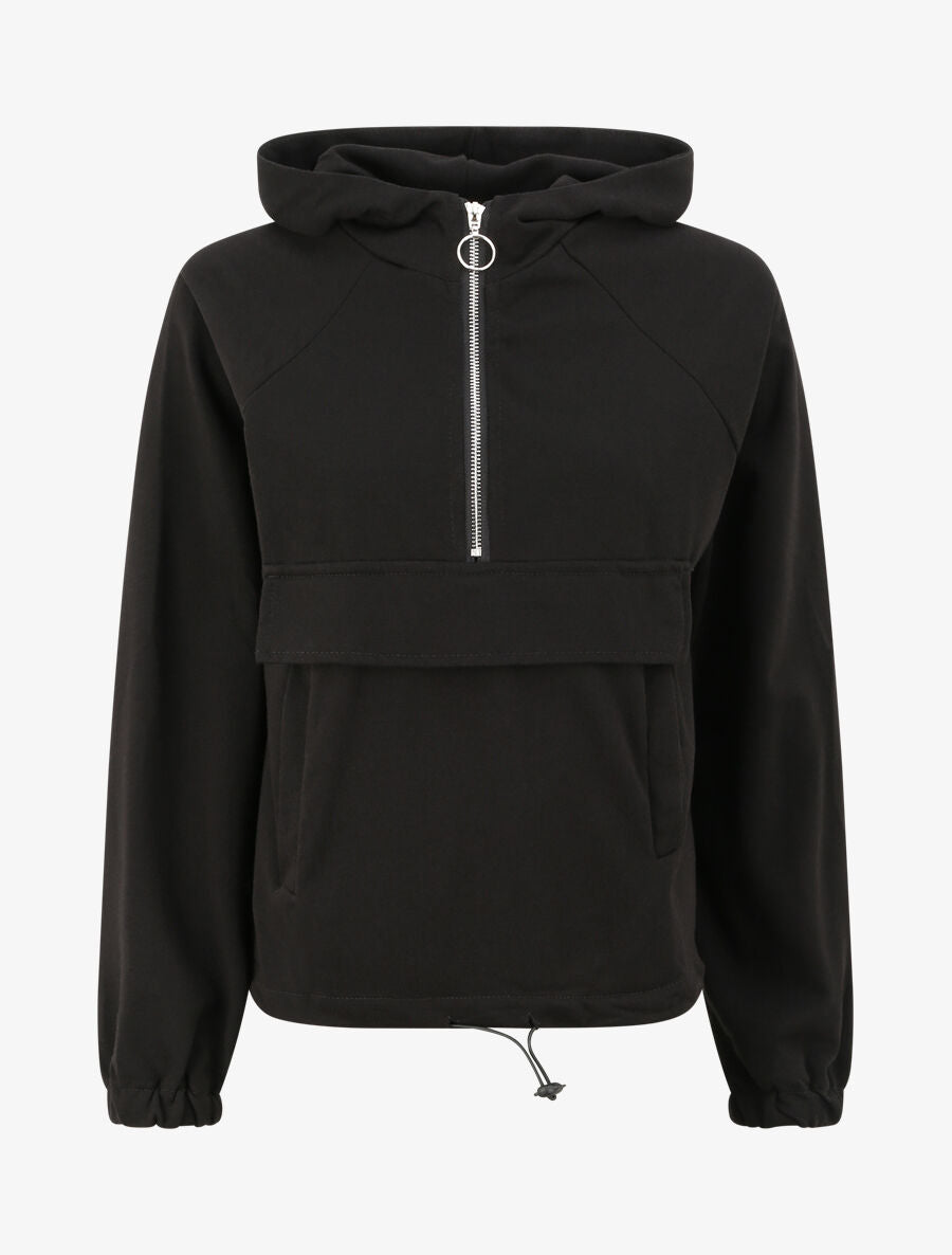 Sweat à capuche avec col zippé - Noir - 2
