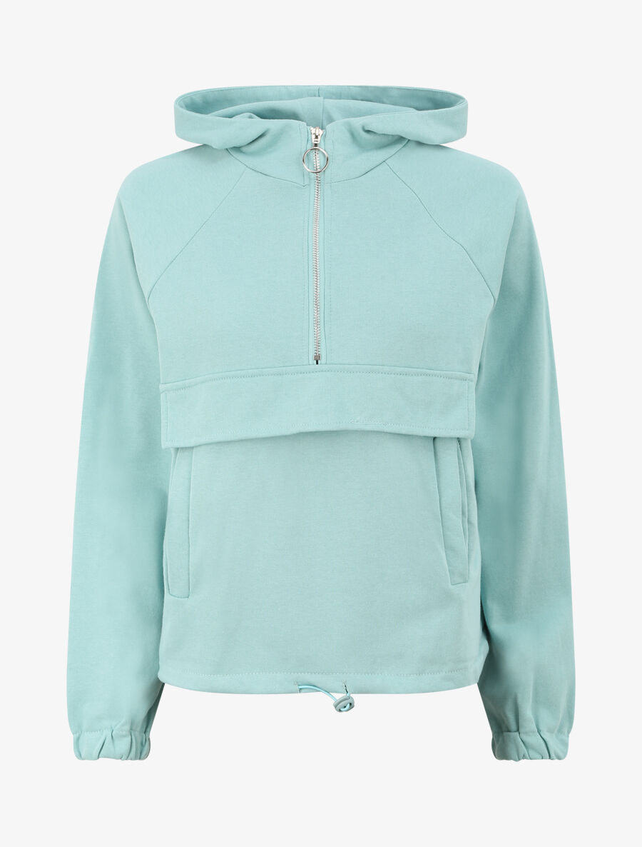 Sweat à capuche avec col zippé - Vert d&