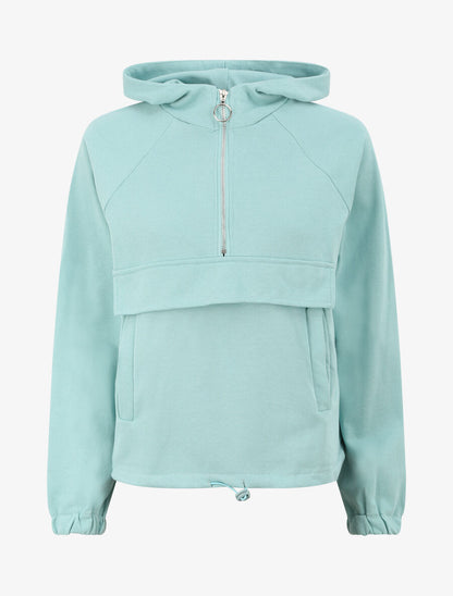 Sweat à capuche avec col zippé - Vert d&