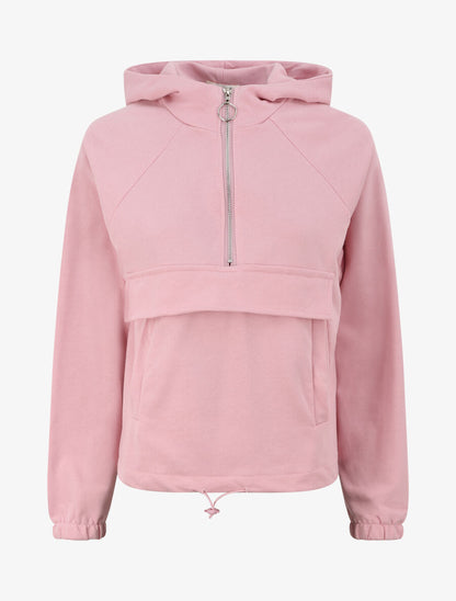 Sweat à capuche avec col zippé - Rose - 1
