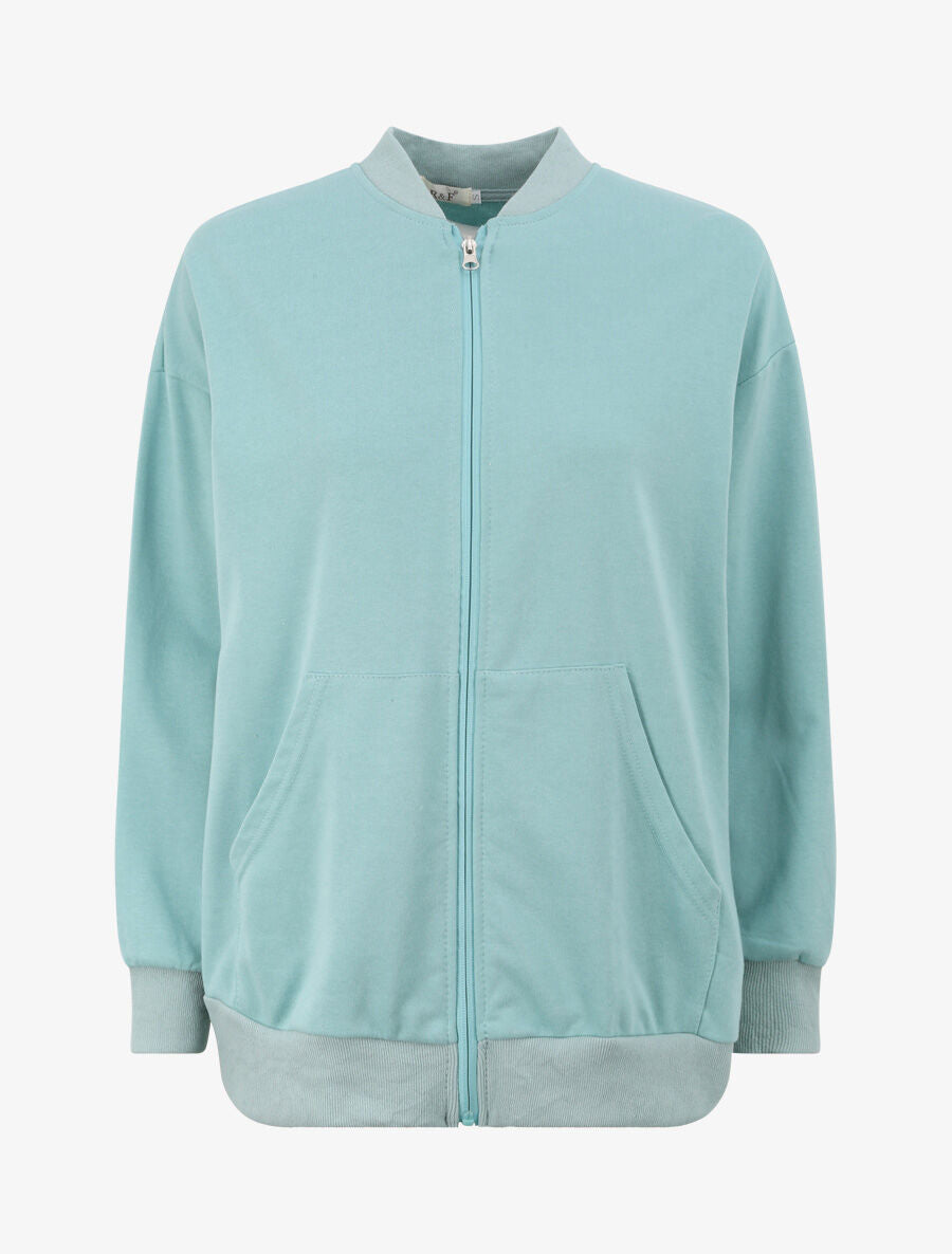 Sweat uni à col montant - Vert d&