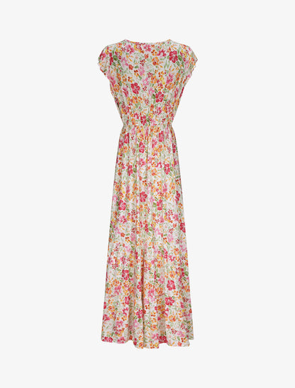Robe longue à imprimé roses - Blanc - 2