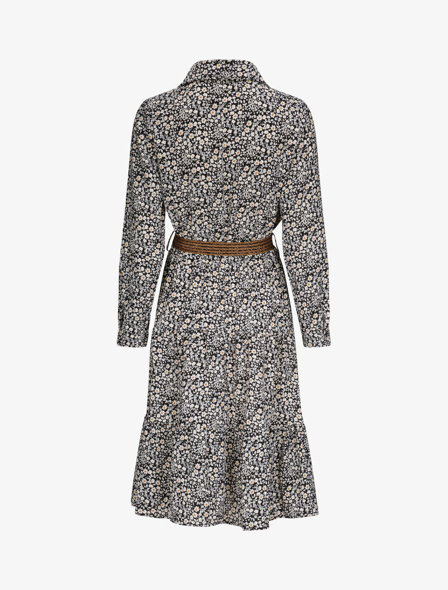 Robe longue à imprimé fleurs - Noir - 2