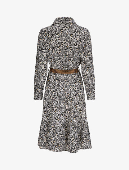 Robe longue à imprimé fleurs - Noir - 2
