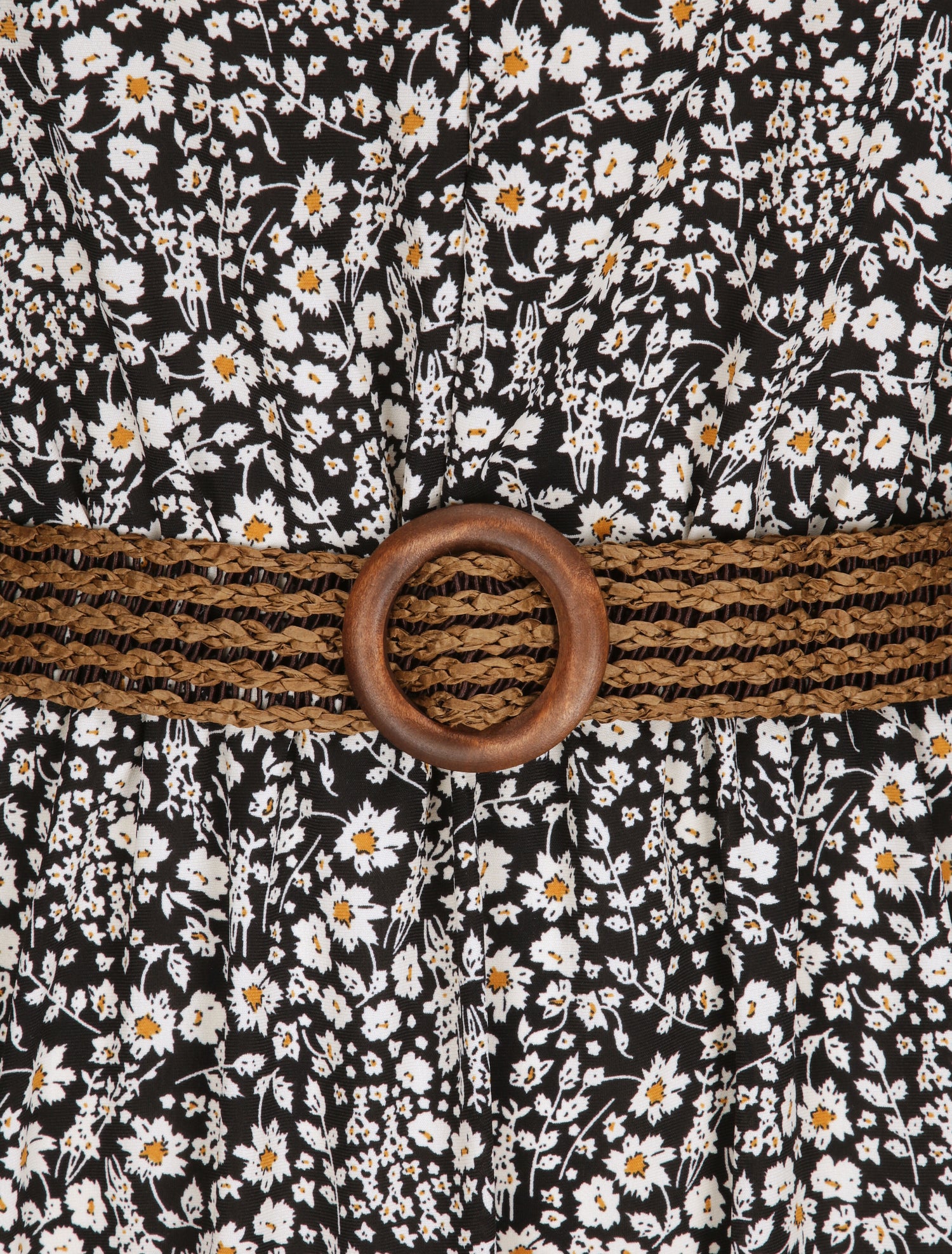 Robe longue à imprimé fleurs - Noir - 3
