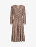 Robe longue à imprimé fleurs et feuilles stylisées - Marron - 1