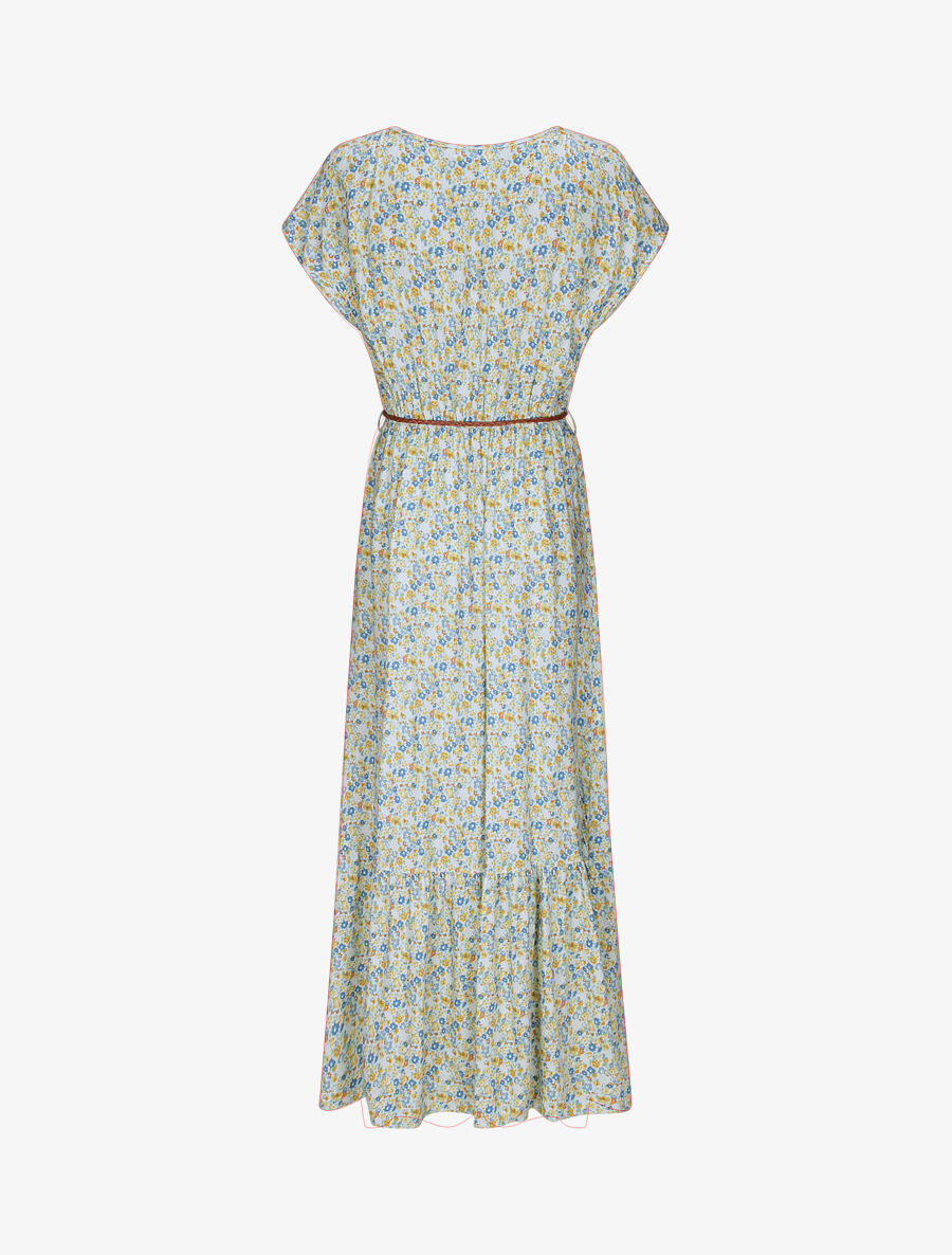 Robe longue à imprimé fleurs diverses - Bleu ciel - 2