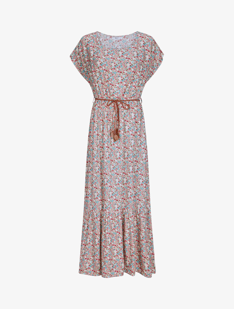 Robe longue à imprimé fleurs diverses - Rose - 4