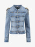 Veste en jean à épaules ornées de strass - Bleu denim - 1