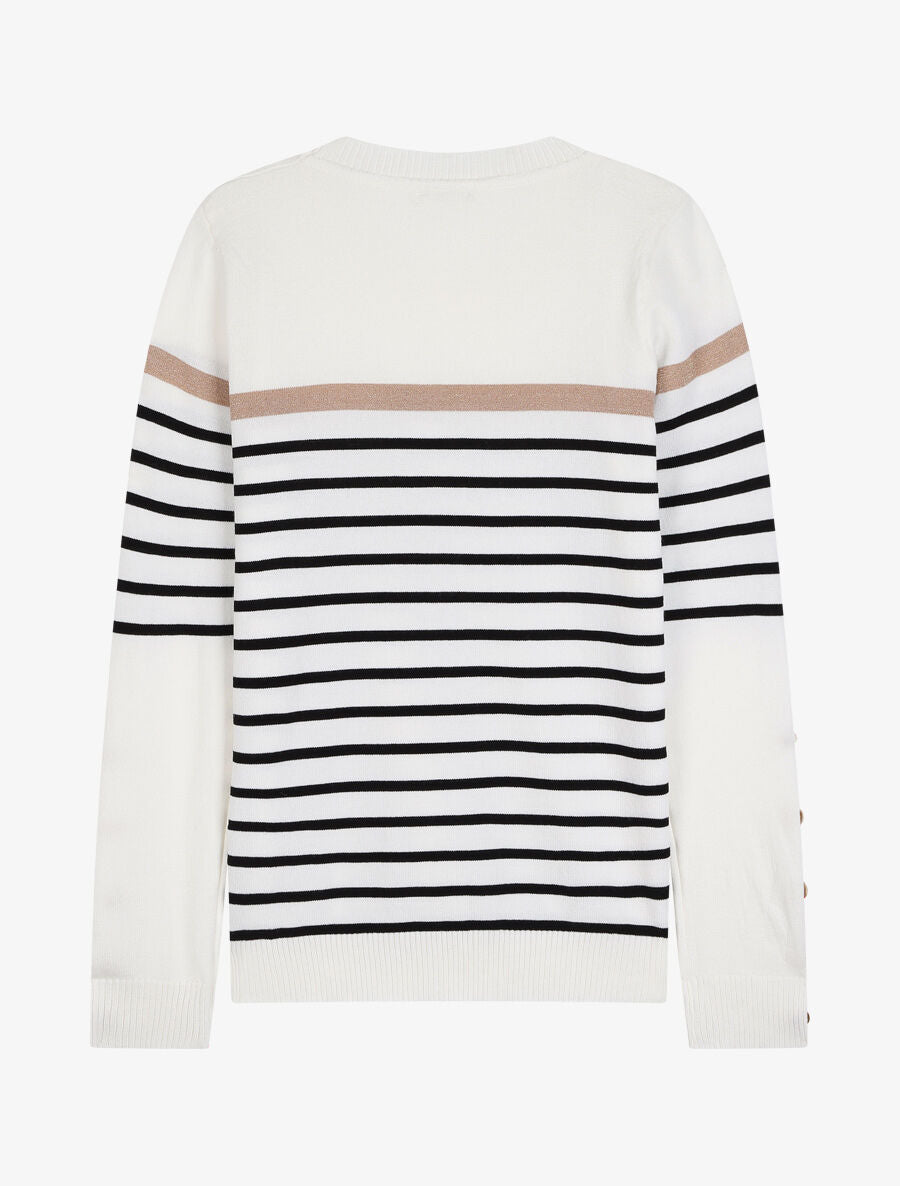 Pull marinière à détail irisé - Blanc - 2